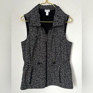 Zenergy By Chico’s Black White Polka Dot Lightweight Cinched Vest Size 1 (US M)